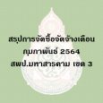 สรุปการจัดซื้อจัดจ้างเดือนกุมภาพันธ์ 2564